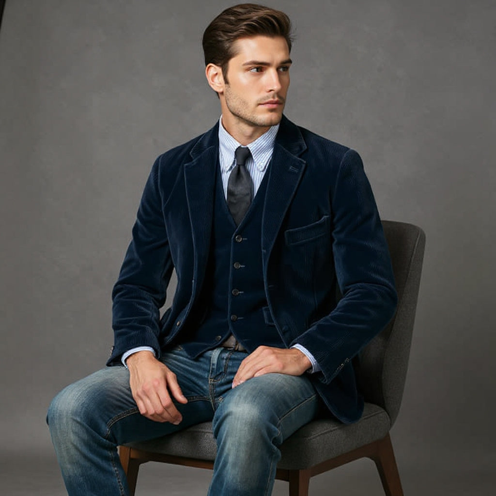 Thomas™ | Ensemble veste et gilet en velours pour hommes