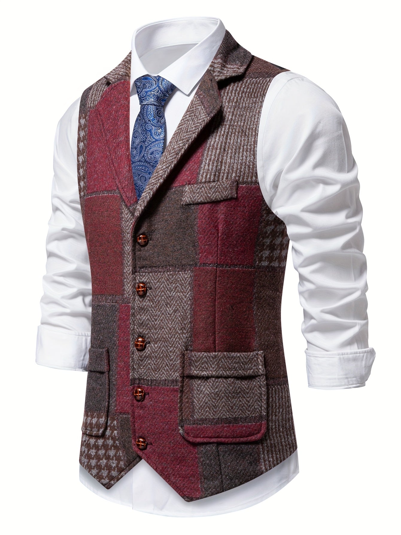 Allure® | Gilet en tweed à chevrons pour homme