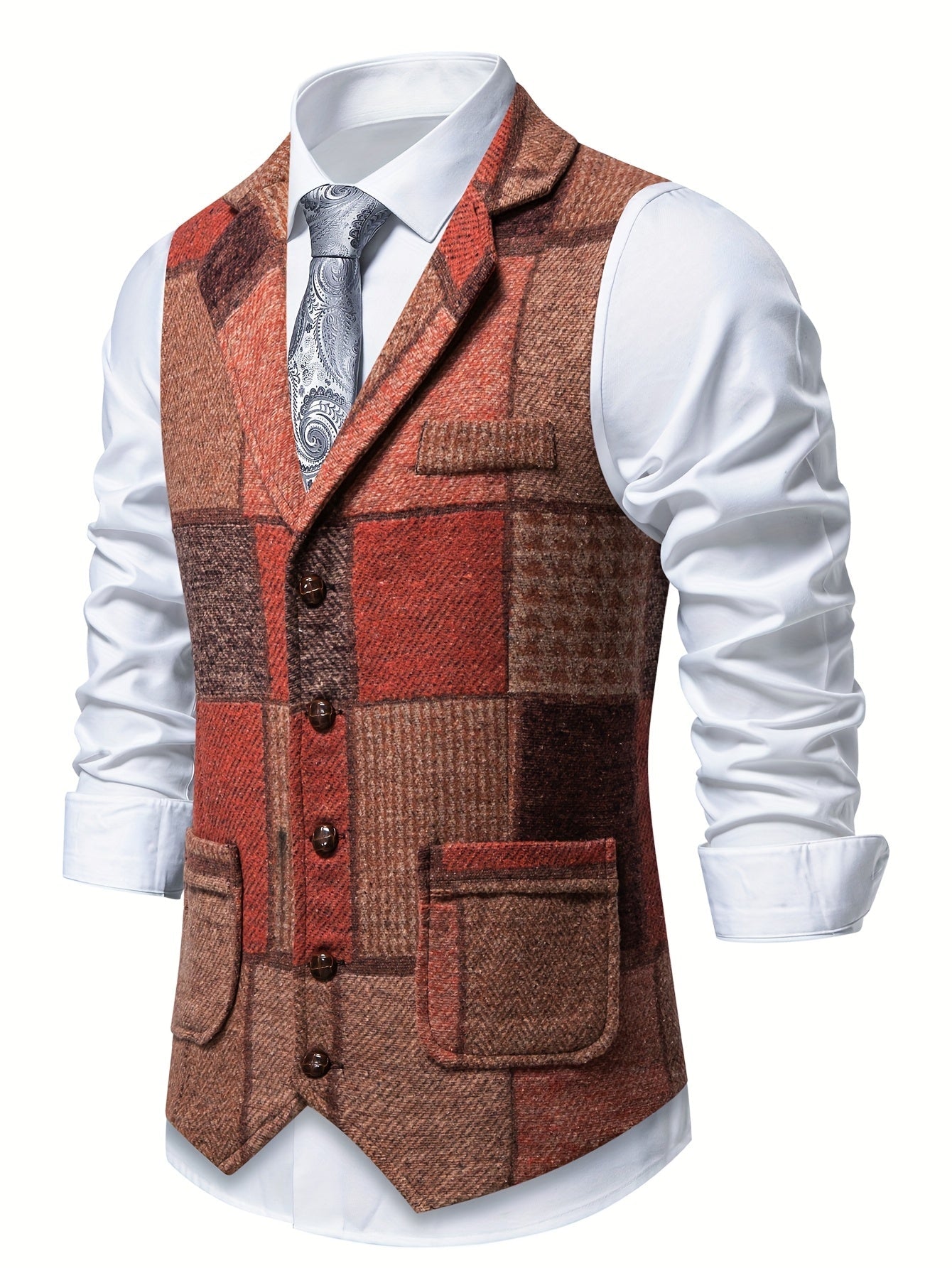 Allure® | Gilet en tweed à chevrons pour homme