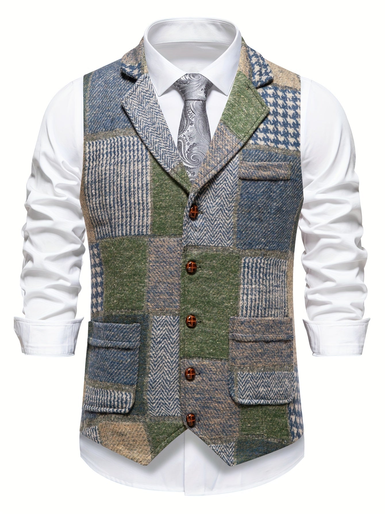 Allure® | Gilet en tweed à chevrons pour homme