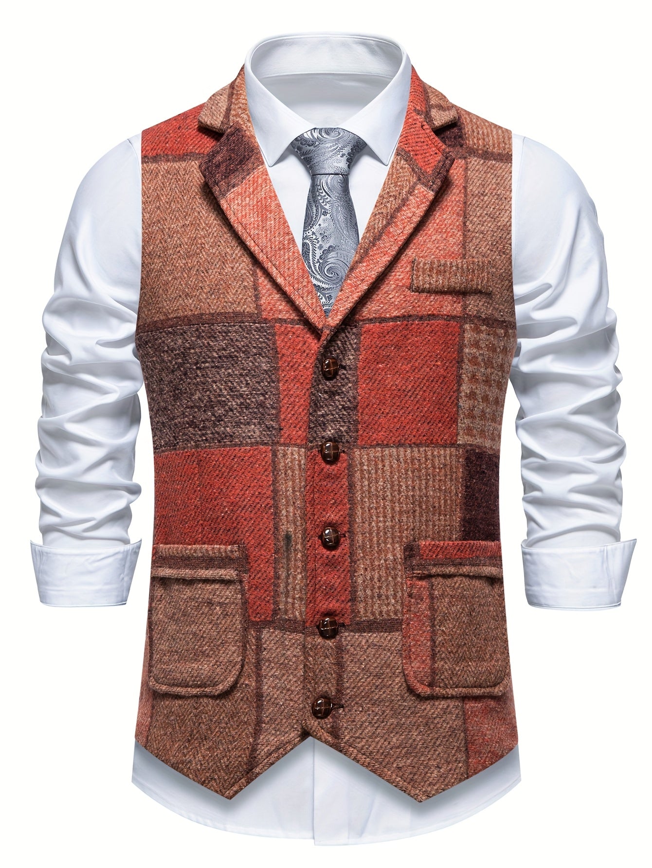 Allure® | Gilet en tweed à chevrons pour homme