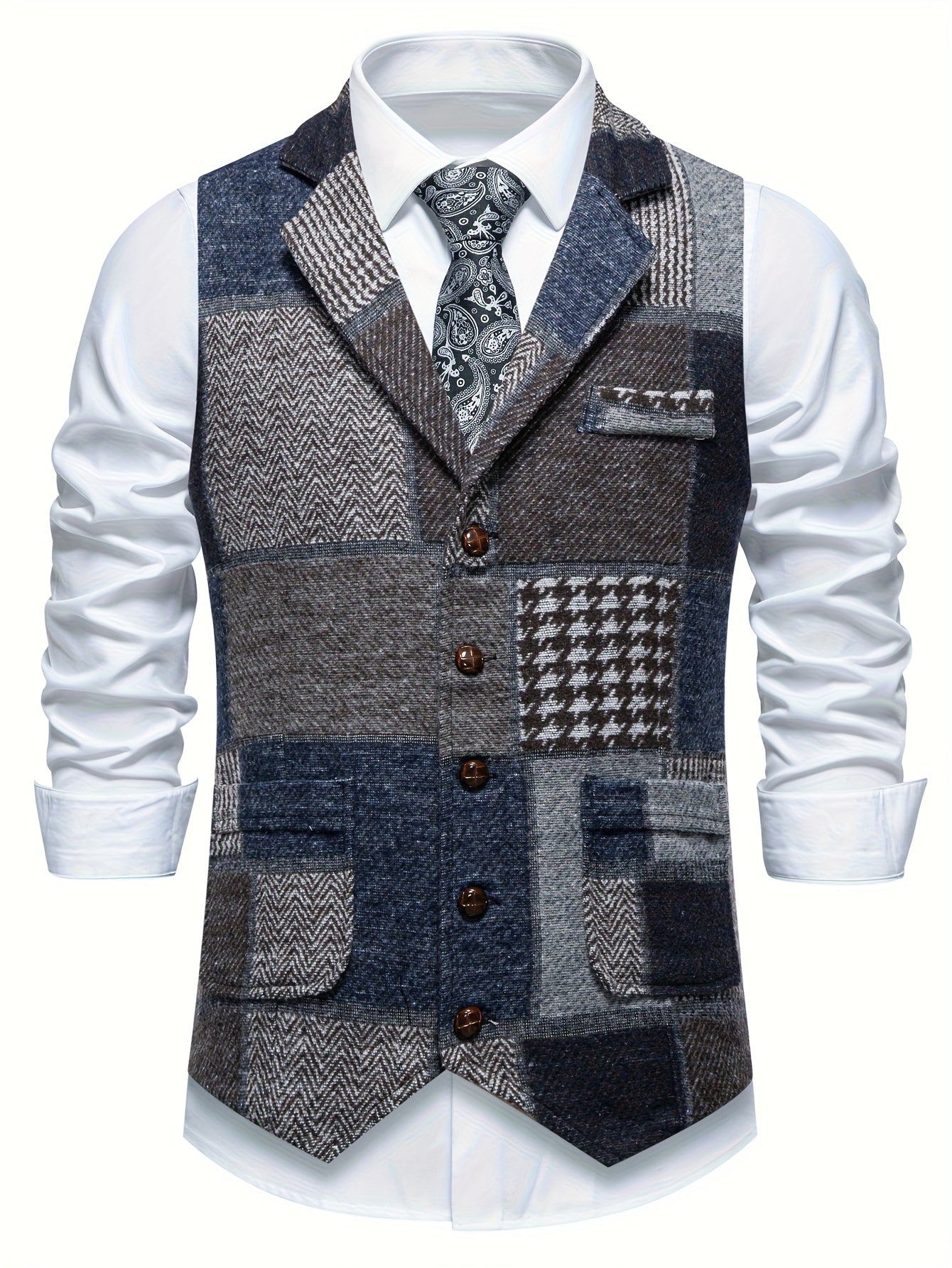Allure® | Gilet en tweed à chevrons pour homme