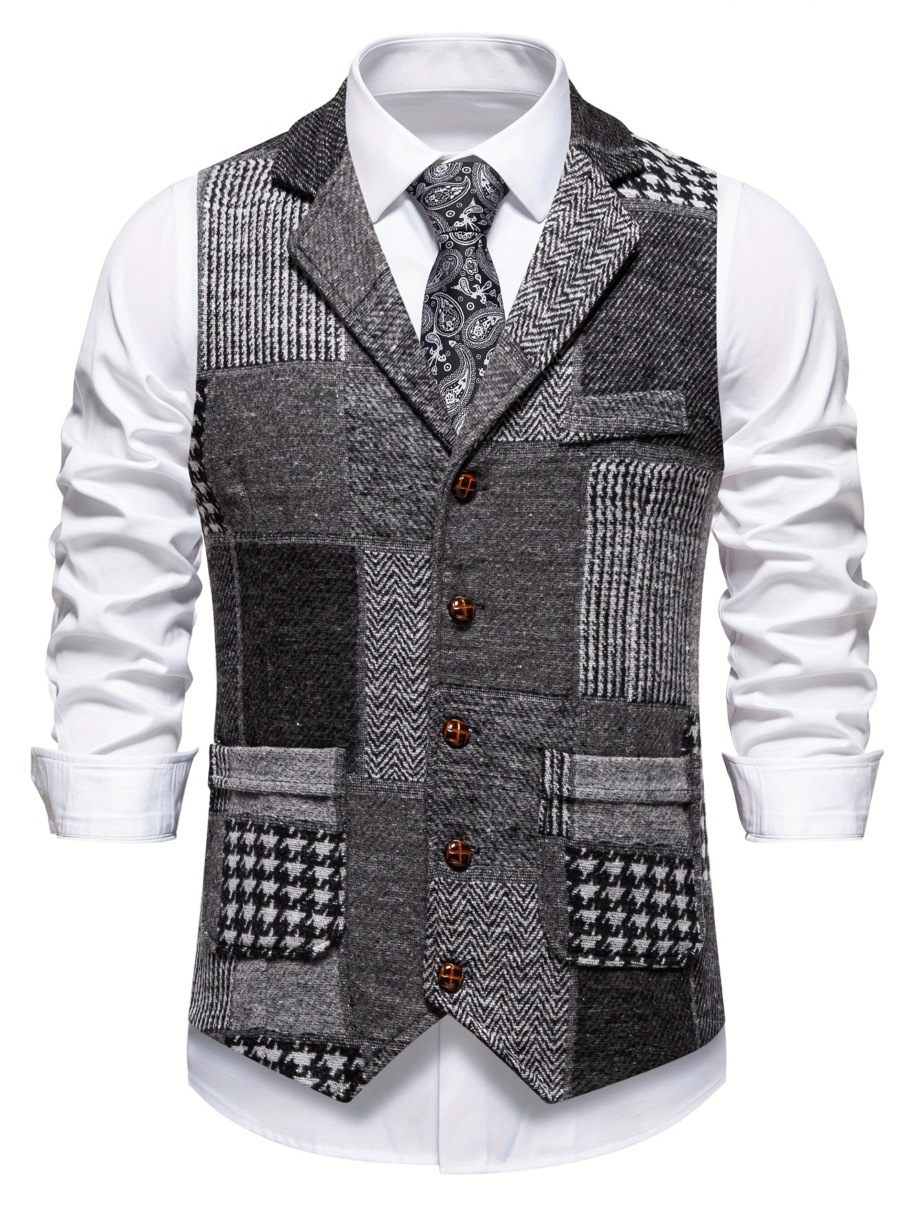 Allure® | Gilet en tweed à chevrons pour homme
