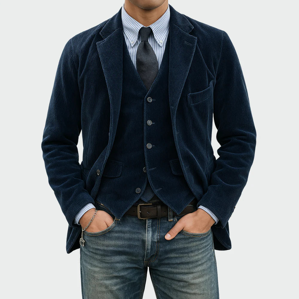 Thomas™ | Ensemble veste et gilet en velours pour hommes