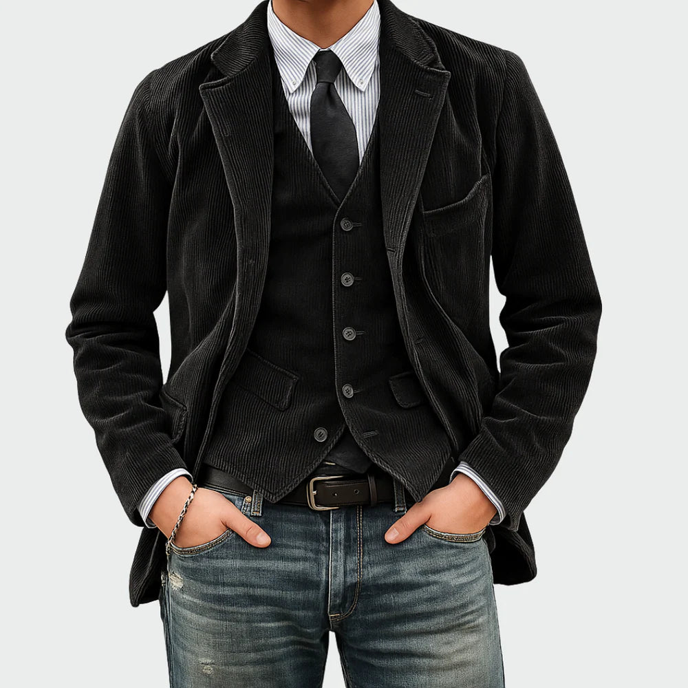 Thomas™ | Ensemble veste et gilet en velours pour hommes