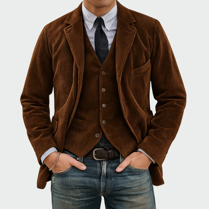 Thomas™ | Ensemble veste et gilet en velours pour hommes