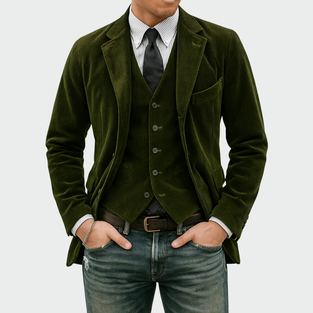 Thomas™ | Ensemble veste et gilet en velours pour hommes
